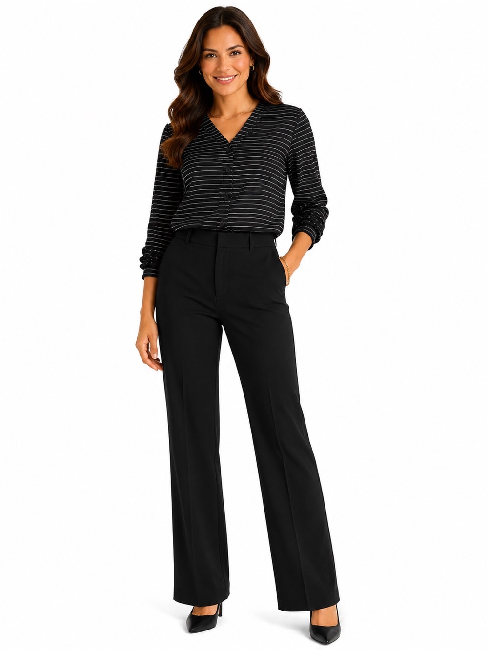 Willi Smith Black Pinstripe Top